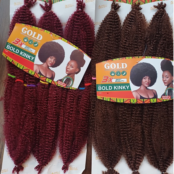 Gold Syn 3X Pre Fluffed Bold Kinky Crochet Braids
